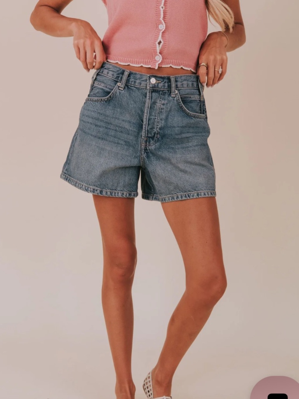 Free People- Denim High-Rise Button-Fly Women’s Shorts - Blue- Tippi Short